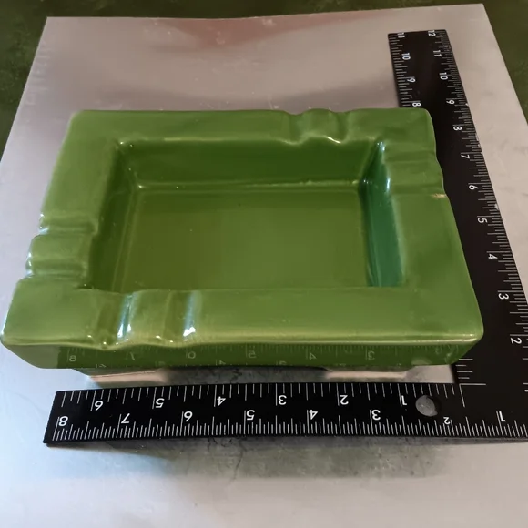 Vintage Chunky Green Ashtray - Picture 2 of 5